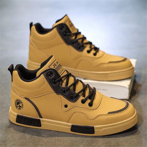 Chaussures décontractéess grande taille à semelle épaisse, style vintage de chaussures de travail jaunes, chaussures de sport polyvalentes pour la - SHEIN - Modalova