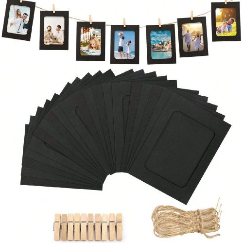 Pièces/1 set - Cadre photo en papier, guirlande de pinces à cadre photo en papier vibrant - Cadre photo en papier kraft à suspendre pour afficher d - SHEIN - Modalova