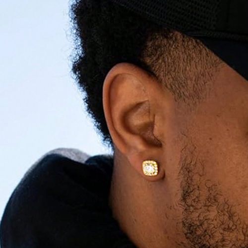 Pièces Boucles d'oreilles clou carrées à la modes avec zircone cubique, boucles d'oreilles brillantes ornées de strass. Cadeau de Noël, Nouvel An - SHEIN - Modalova