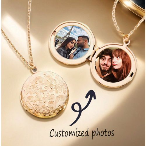 Collier médaillon rond doré personnalisé avec votre propre photo, collier photo, médaillon photo, cadre photo de souvenir, meilleur cadeau - SHEIN - Modalova
