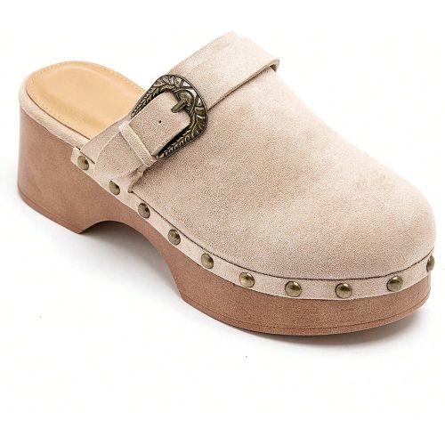Sabots compenséss avec boucle - Mules à talons avec rivets décoratifs - SHEIN - Modalova