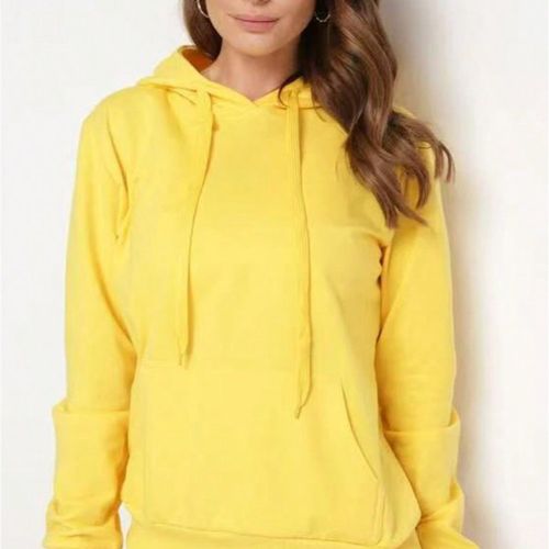 Sweatshirt ample décontracté à capuche avec cordon de serrage, manches longues, couleur unies - SHEIN - Modalova