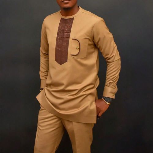 Ensemble élégant de 2 piècess africains: haut à manches longues et pantalon. Costume de luxes, tenue de mariage - SHEIN - Modalova
