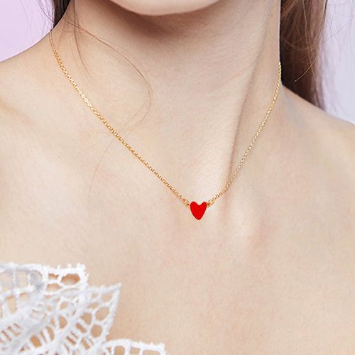 Collier de chaîne avec pendentif de cœur - SHEIN - Modalova