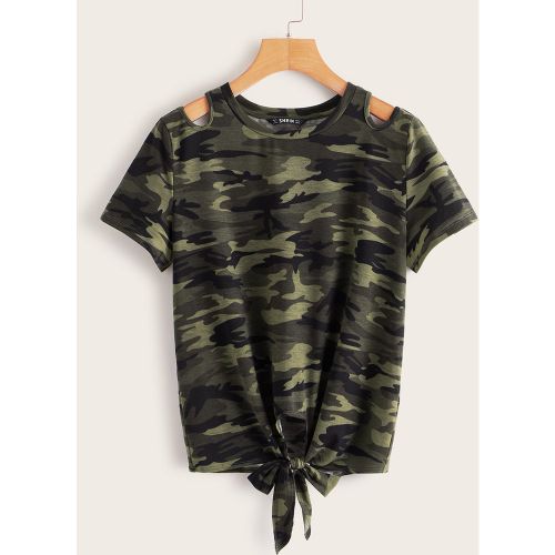 Top à imprimé camouflage avec nœud - SHEIN - Modalova