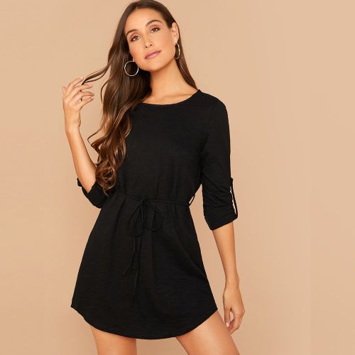 Robe unicolore avec nœud - SHEIN - Modalova