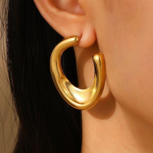 Pièces Boucles d'oreilless en acier inoxydable doré 18 carats, convient pour les cadeaux, les fêtes et les activités d'équipe - SHEIN - Modalova