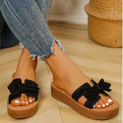 Mules à semelle épaisses, style bohème élégant avec nœud décoratif - SHEIN - Modalova
