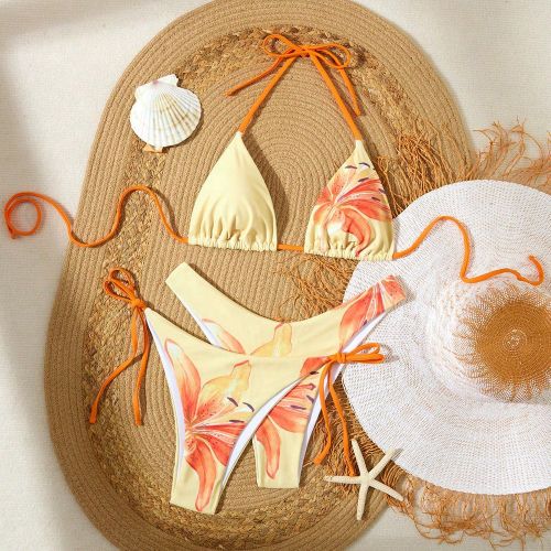 Pièces/Set Ensemble de bikini avec nœud papillon mode, vêtement de plage décontracté et sexy - SHEIN - Modalova