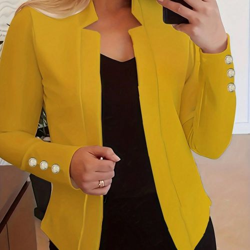 Veste casual à manches longues et boutons de couleur unie - SHEIN - Modalova