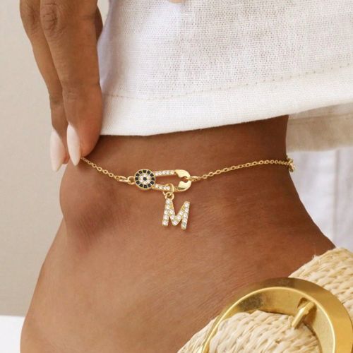 Pièce Pendentif classique simple en zirconium serti, trombone œil, chaîne en acier inoxydable couleur ors - SHEIN - Modalova