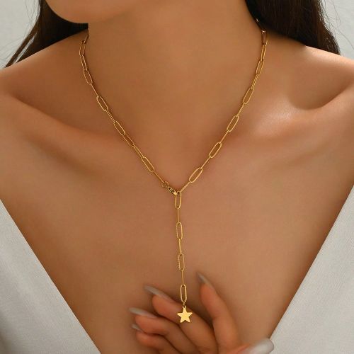 Pièce Unique Conception Coréenne Minimaliste Nouvelle Mode INS Collier Pendentif Étoile à Cinq Branchess, Collier Ras-du-Cou Élégant - SHEIN - Modalova