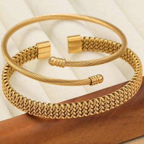 Pièces Ensemble de bracelets joncs réglables en acier inoxydable à la mode, convient pour les fêtes, les rassemblements et le port quotidien - SHEIN - Modalova