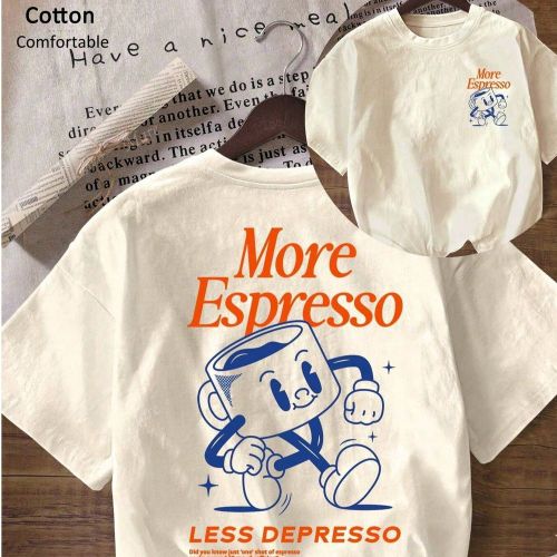 T-shirt unisexe côtelé 100 % coton, imprimé boisson anglaise à la mode, design unisexe sportif, drapé, doux et confortable, manches courtes unise - SHEIN - Modalova