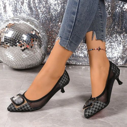 Escarpins en maille ajourées, à bout pointu et talon bas, chaussures habillées pratiques et - SHEIN - Modalova