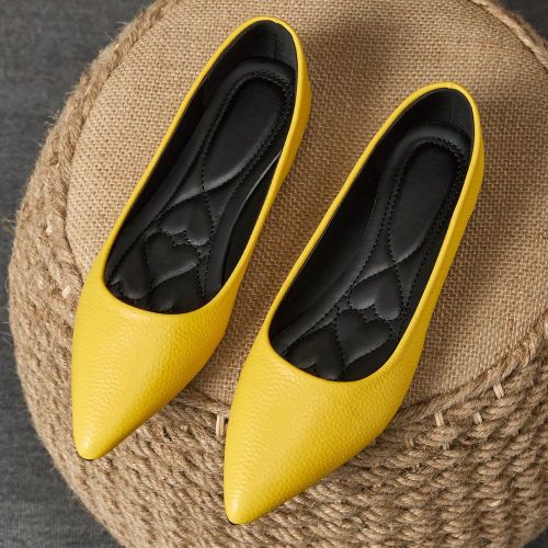 S Chaussures Plates à Bout Pointu, Style Mode Bouche Peu Profonde, Portables pour Extérieur, Violet, Champagne, Rouge, Jaune, Noir - SHEIN - Modalova