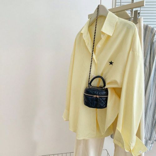 Chemise à simple boutonnage à manches longues avec imprimé d'étoiles et de rayuress - SHEIN - Modalova