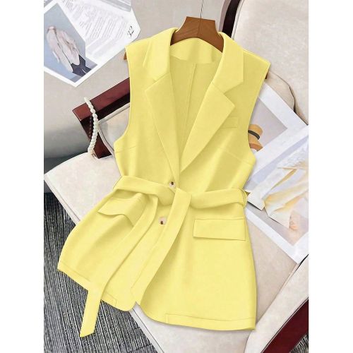 Blazer sans manches de couleur unie grande taille, pour l'été - SHEIN - Modalova