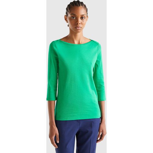 Benetton, T-shirt Encolure Bateau 100 % Coton, taille S, Vert - United Colors of Benetton - Modalova