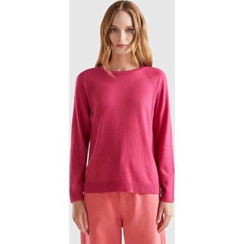 Benetton, Pull Magenta À Col Rond En Mélange De Laine Et De Cachemire, taille M, - United Colors of Benetton - Modalova