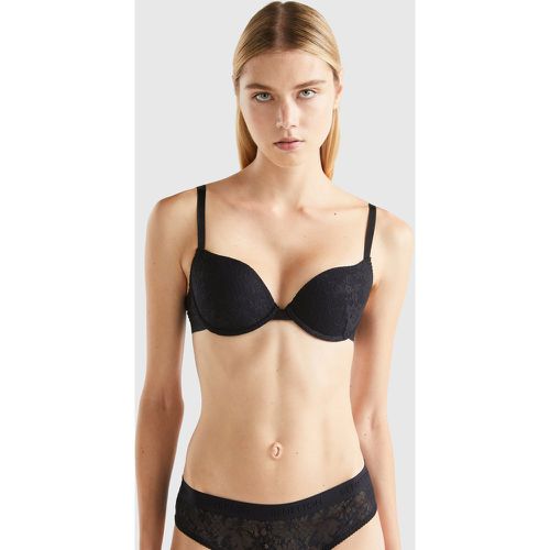 Benetton, Soutien-gorge Push-up En Dentelle Stretch, taille 90, Noir - United Colors of Benetton - Modalova