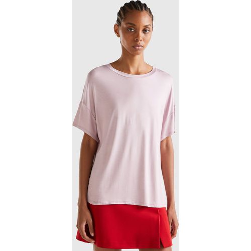 Benetton, T-shirt En Viscose Durable Stretch, taille L, Rose Pâle - United Colors of Benetton - Modalova