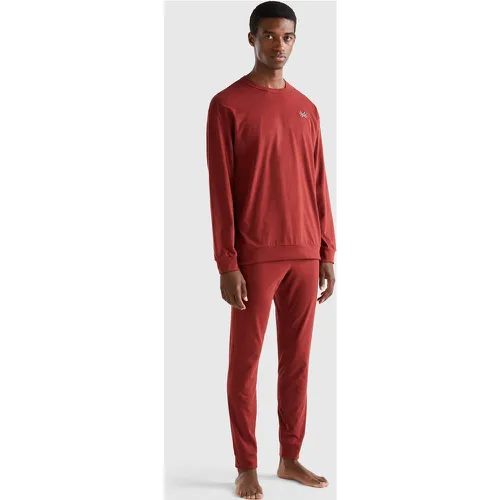 Benetton, Pyjama Avec Logo En Coton Longues Fibres, taille S, Bordeaux - United Colors of Benetton - Modalova