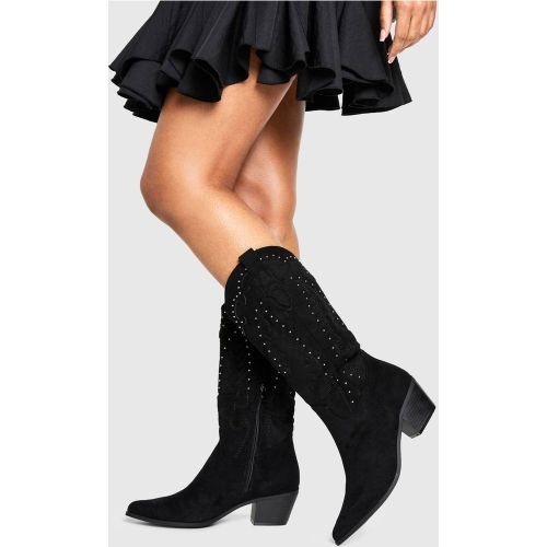 Bottes Western Brodées À Clous - 36 - boohoo - Modalova