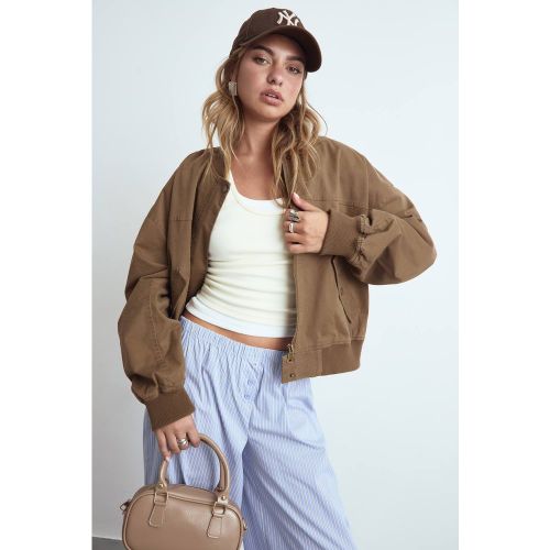 Collarless Bomber Jacket - 36 - boohoo - Modalova