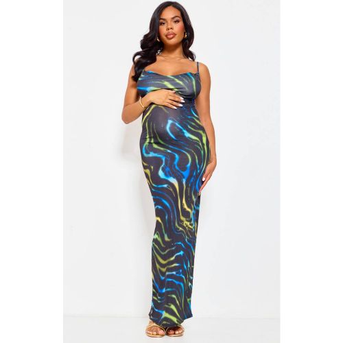 Multi Robe Maxi De Maternité Imprimée Verte À Col Bénitier | Taille 36 - PrettyLittleThing - Modalova