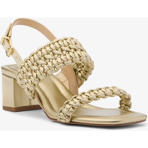 MK Sandale Audrina tressée métallisée à talon épais - Michael Kors - MICHAEL Michael Kors - Modalova