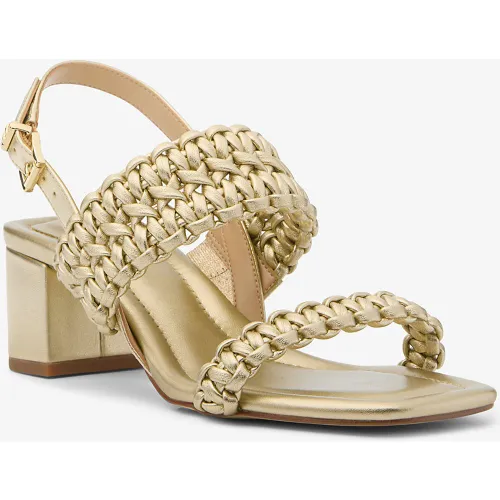 MK Sandale Audrina tressée métallisée à talon épais - Michael Kors - MICHAEL Michael Kors - Modalova