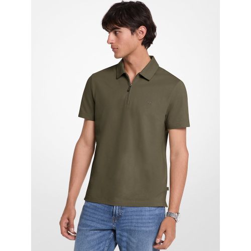 MK Polo zippé en piqué de coton mélangé - Michael Kors - Michael Kors Mens - Modalova