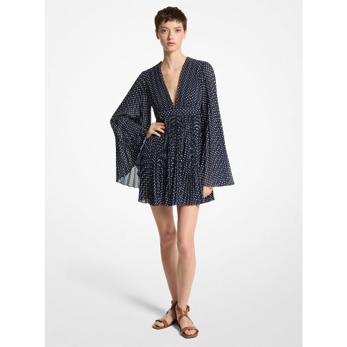 MK Robe plissée en crêpe georgette à pois - Michael Kors - MICHAEL KORS COLLECTION - Modalova