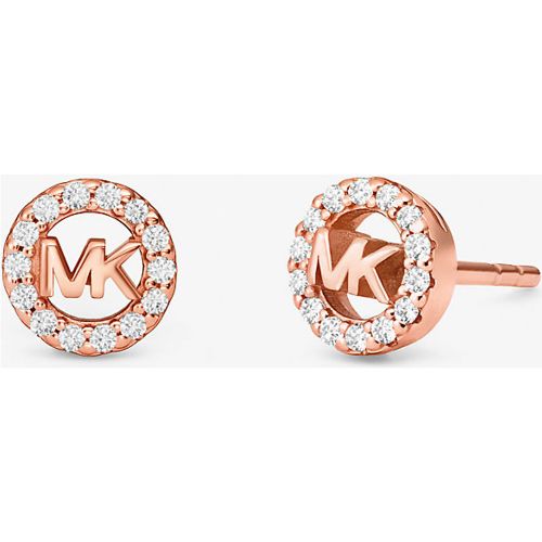 MK Clous d'oreilles Fulton en argent sterling plaqué en métal précieux avec pierres pavées et breloque à logo - Michael Kors - Modalova