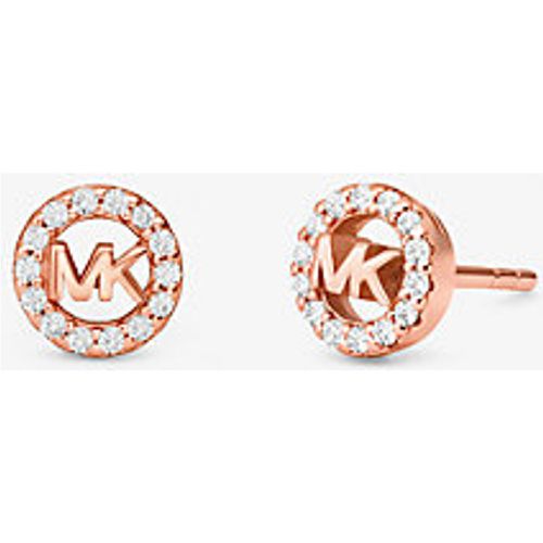 MK Clous d'oreilles Fulton en argent sterling plaqué en métal précieux avec pierres pavées et breloque à logo - Michael Kors - Modalova