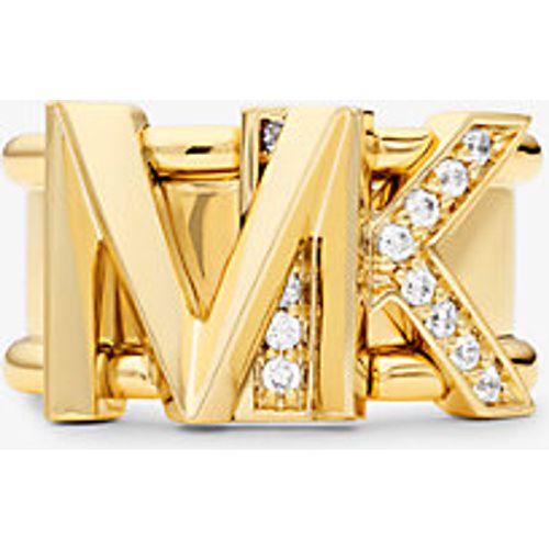 MK Bague en laiton plaqué en métal précieux avec pierres pavées et logo - Michael Kors - Modalova