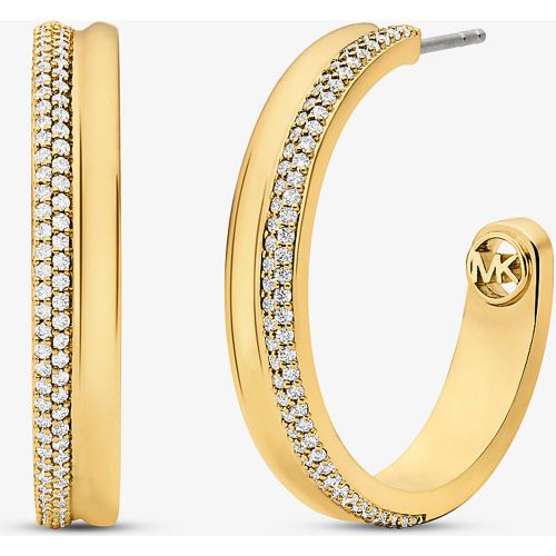 MK Boucles d'oreilles créoles en laiton plaqué en métal précieux avec pierres pavées - Michael Kors - Modalova