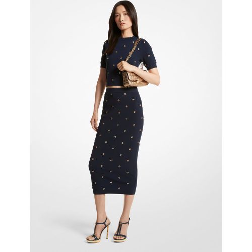 MK Jupe droite en tricot extensible avec œillets - Michael Kors - MICHAEL Michael Kors - Modalova
