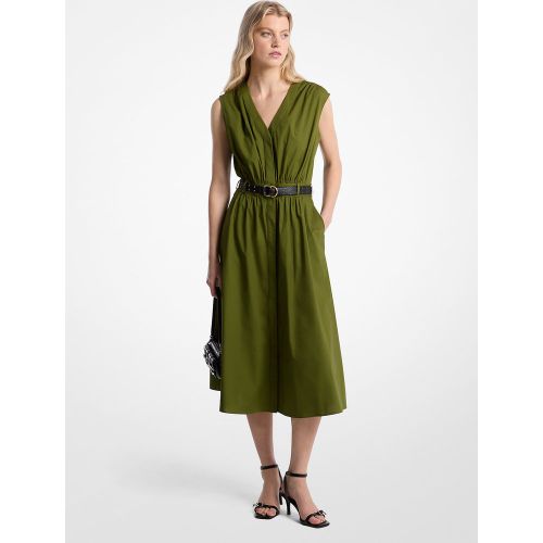 MK Robe mi-longue en popeline de coton extensible à ceinture - Michael Kors - MICHAEL Michael Kors - Modalova