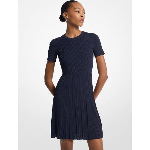 MK Robe à manches courtes en tricot côtelé - Michael Kors - MICHAEL Michael Kors - Modalova