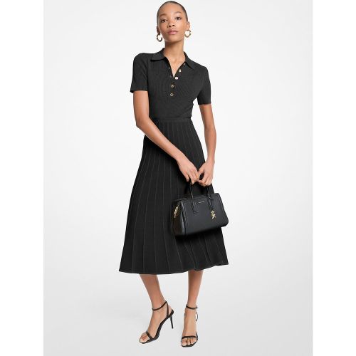 MK Robe polo mi-longue en tricot côtelé extensible - Michael Kors - MICHAEL Michael Kors - Modalova