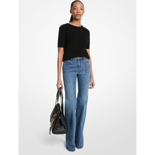 MK Jean évasé à ceinture en coton extensible - Michael Kors - MICHAEL Michael Kors - Modalova