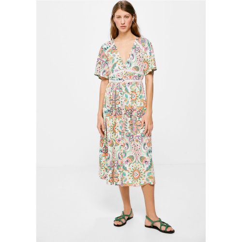 Robe chemise mi-longue dentelles - Springfield - Modalova