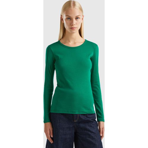 Benetton, T-shirt Manches Longues En Pur Coton, taille S, Vert - United Colors of Benetton - Modalova