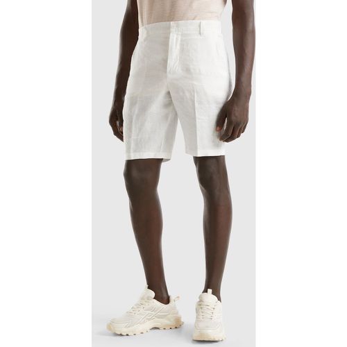 Benetton, Bermuda En Pur Lin, taille 50, Crème - United Colors of Benetton - Modalova