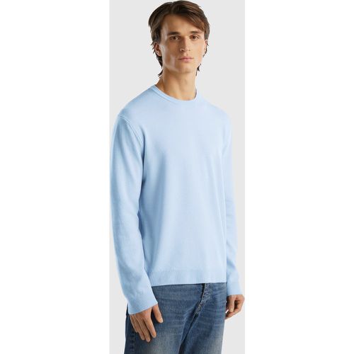 Benetton, Pull Bleu Clair À Col Rond En Pure Laine Mérinos, taille XXL, Bleu Ciel - United Colors of Benetton - Modalova