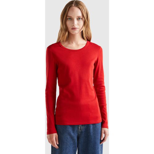 Benetton, T-shirt Manches Longues En Pur Coton, taille M, Rouge - United Colors of Benetton - Modalova