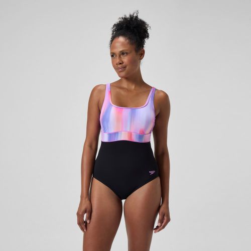 Maillot de bain effet galbant imprimé Contour Eclipse /rose - Speedo - Modalova