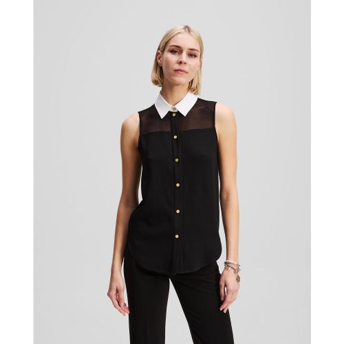 Poplin Collar Sleeveless Blouse, , , Taille: X38 - Karl Lagerfeld - Modalova